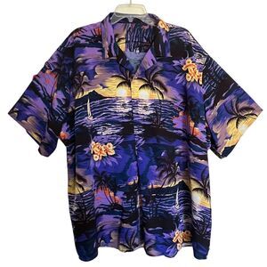 Design In Italy Shirt Mens 4XL Purple Hawaiian Tropical Cruise Resort Poolside